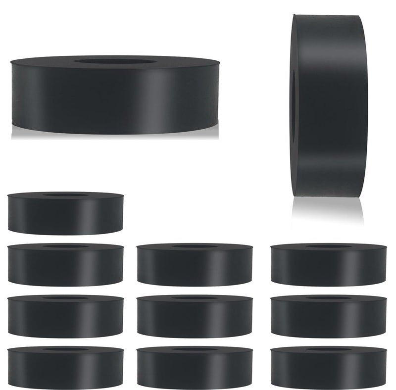 Unarty 12 PCS Multi Purpose Rubber Spacer 1 1/2 Inch OD x 1/2 Inch ID x 3/8 Inch Thickness, Rubber Bushing Anti Vibration Spacer Thick Rubbers Washers for Home and Car - Image 1